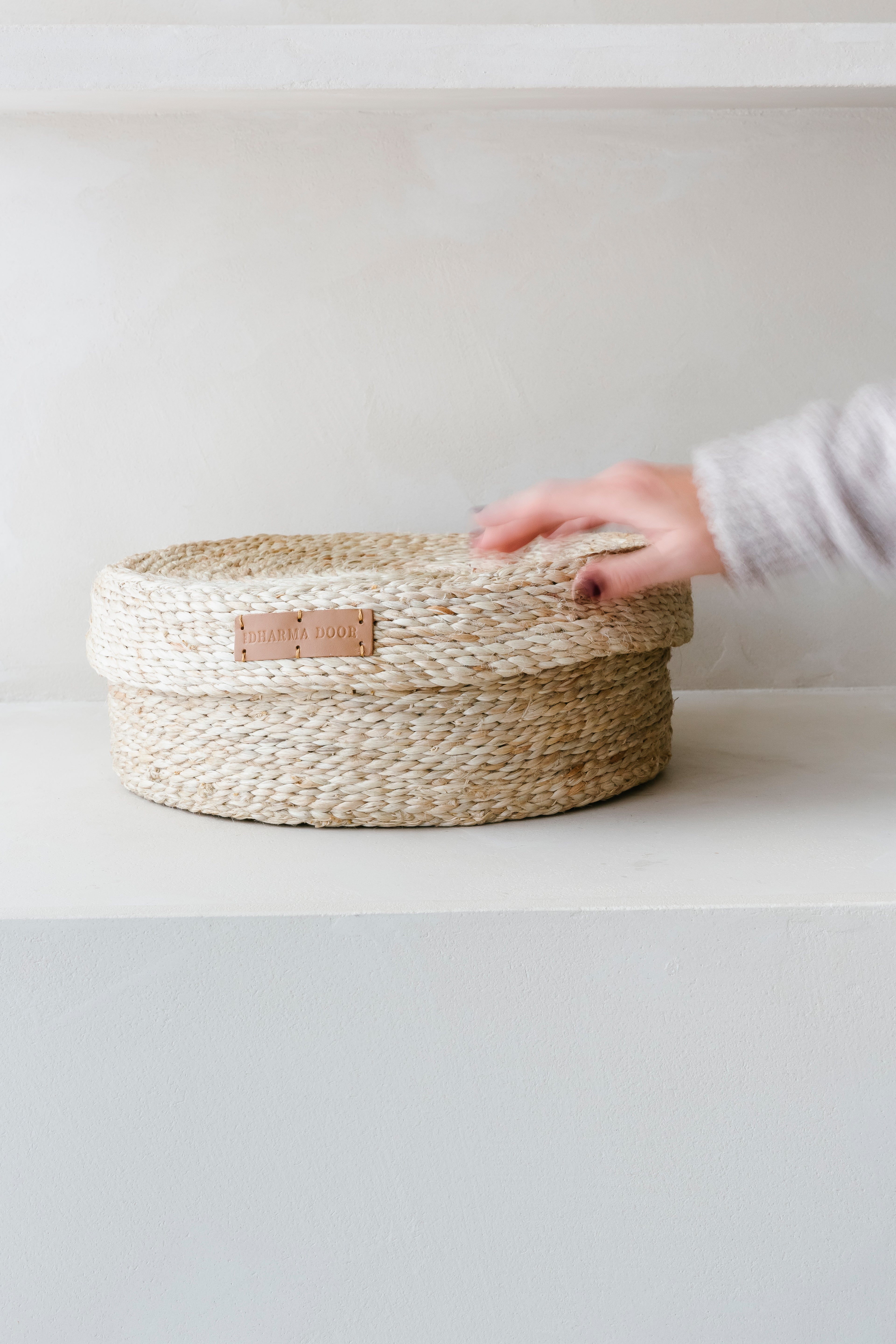 JUTE - Ronde placemats met opbergmand